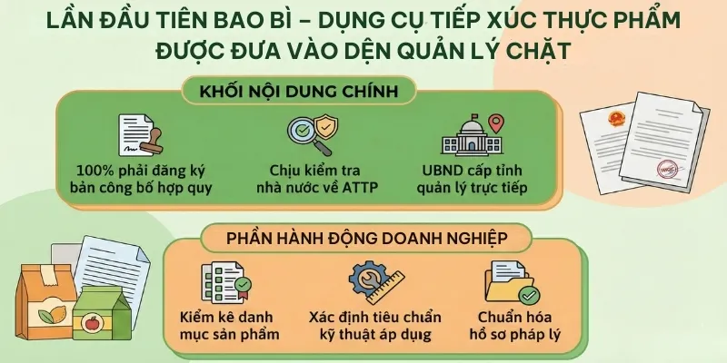 Bao bì dụng cụ thực phẩm được đưa vào quản lý chặt.