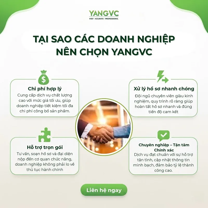 dịch vụ công bố mỹ phẩm trọn gói của YANGVC