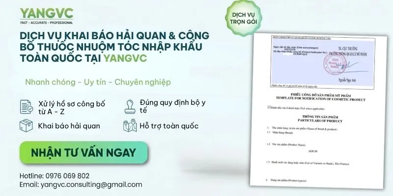 Dịch Vụ Khai Báo Hải Quan & Công Bố Thuốc Nhuộm Tóc Nhập Khẩu – Nhanh Chóng, Uy Tín Toàn Quốc tại YANGVC