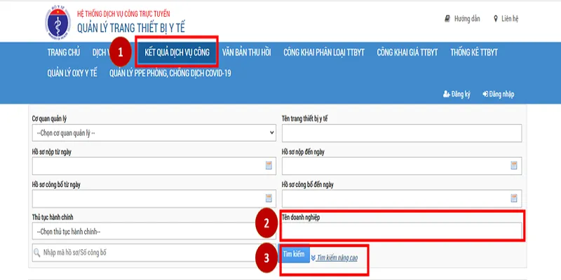 tra cứu công bố thiết bị y tế